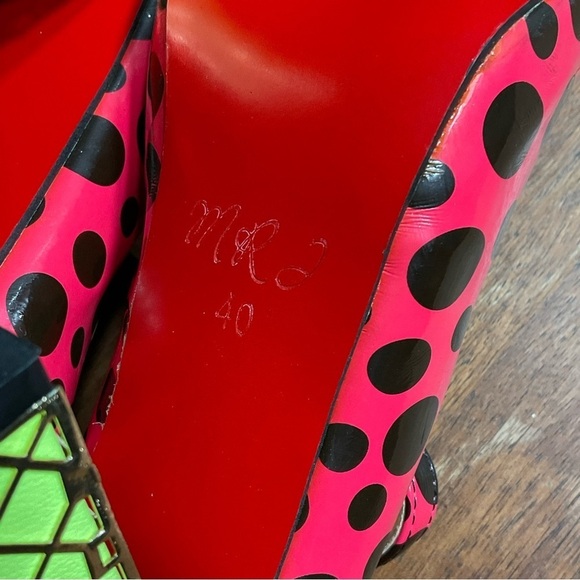 Polka Dot Platform Shoes - Pink and Green - Picture 7 of 11